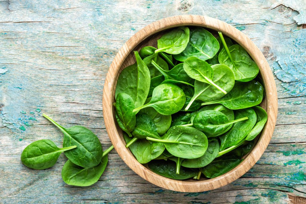 Spinach, plant based sources of iron