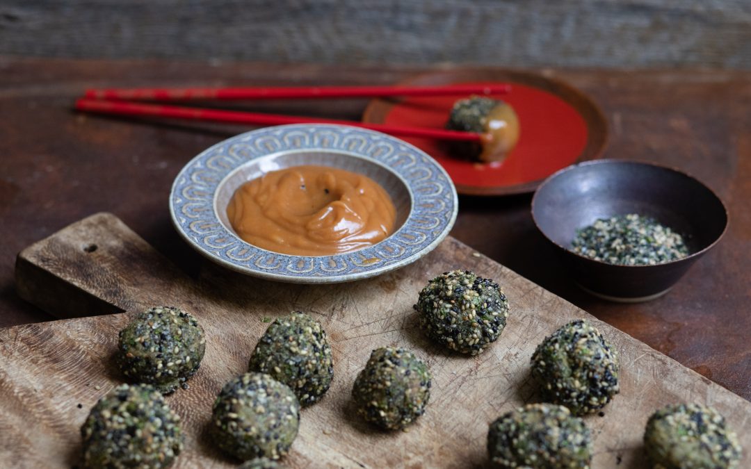 Tofu & Veg Balls with Peanut Dipping Sauce